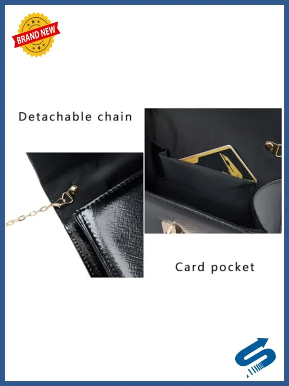 Faux Leather Evening Clutch Convertible Crossbody Chain Top Handle Formal Bag